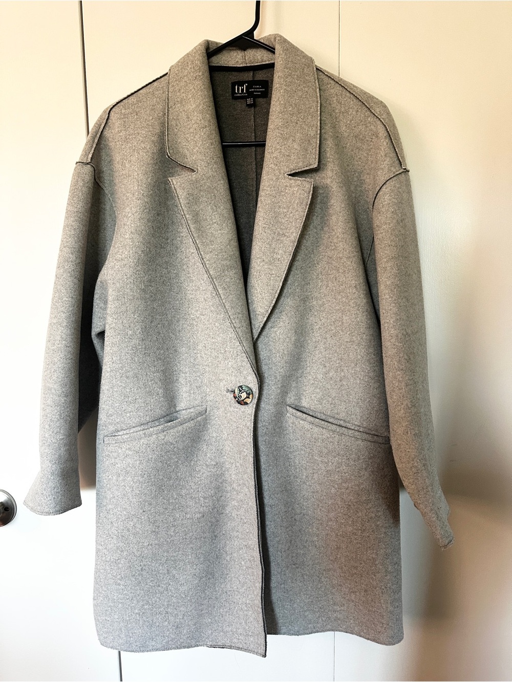 Zara Grey Single-Button Coat